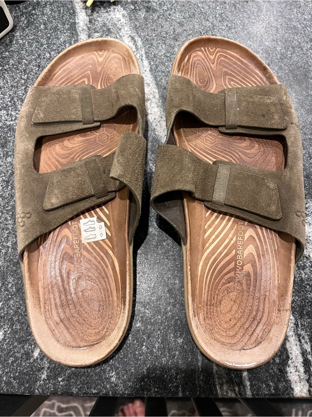 Men's Suede Double-Strap Slide Sandals - Olive Brown size 43